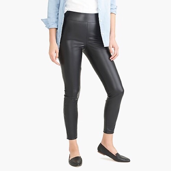 J Crew Vegan Leather Leggings in Black - Picture 2 of 14